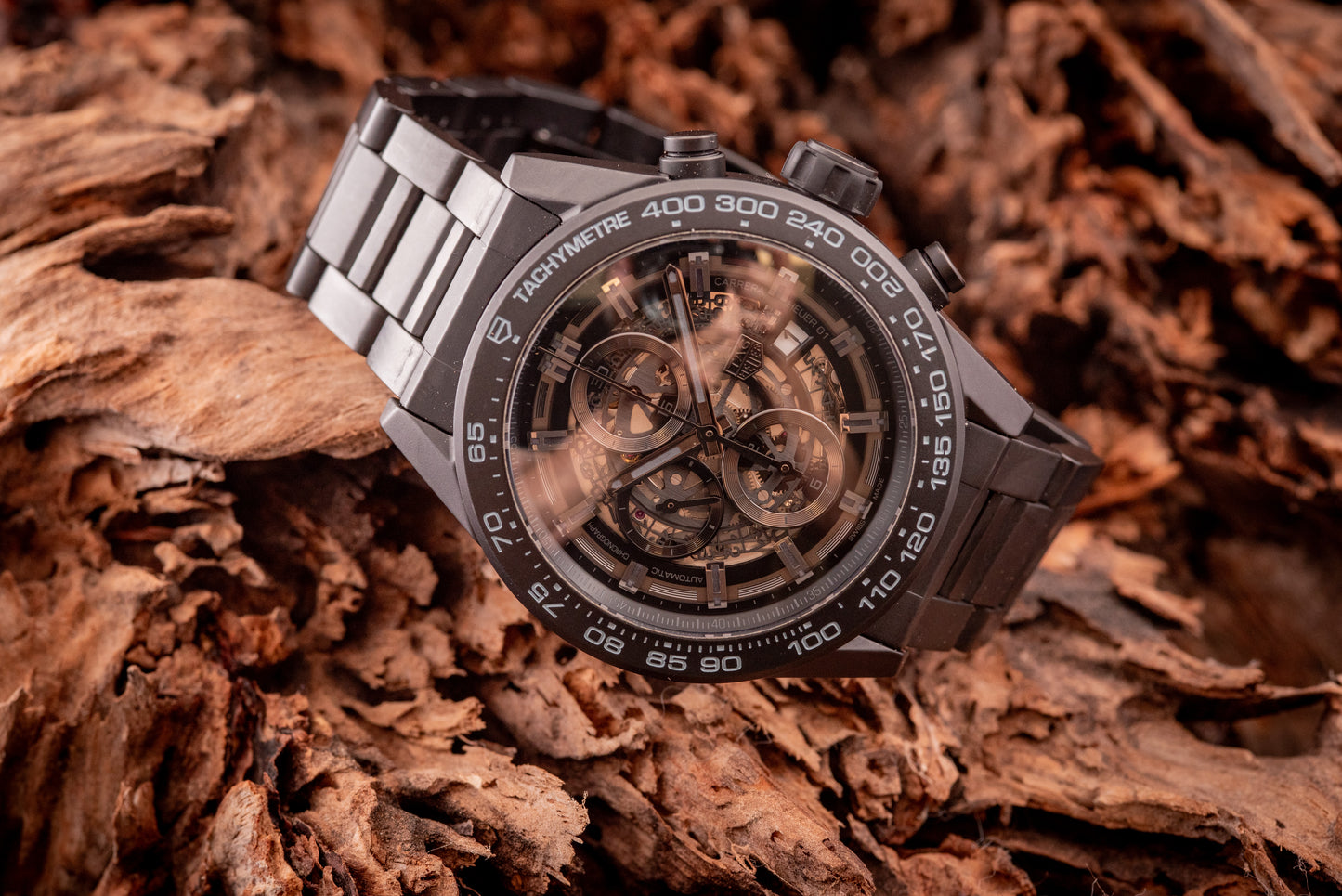 Tag HEUER Carrera Calibre HEUER 01 Ceramic Bracelet 45mm Skeleton Box And Papers Ref CAR2A91