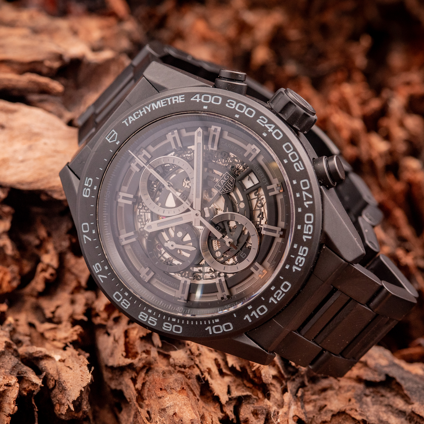 Tag HEUER Carrera Calibre HEUER 01 Ceramic Bracelet 45mm Skeleton Box And Papers Ref CAR2A91