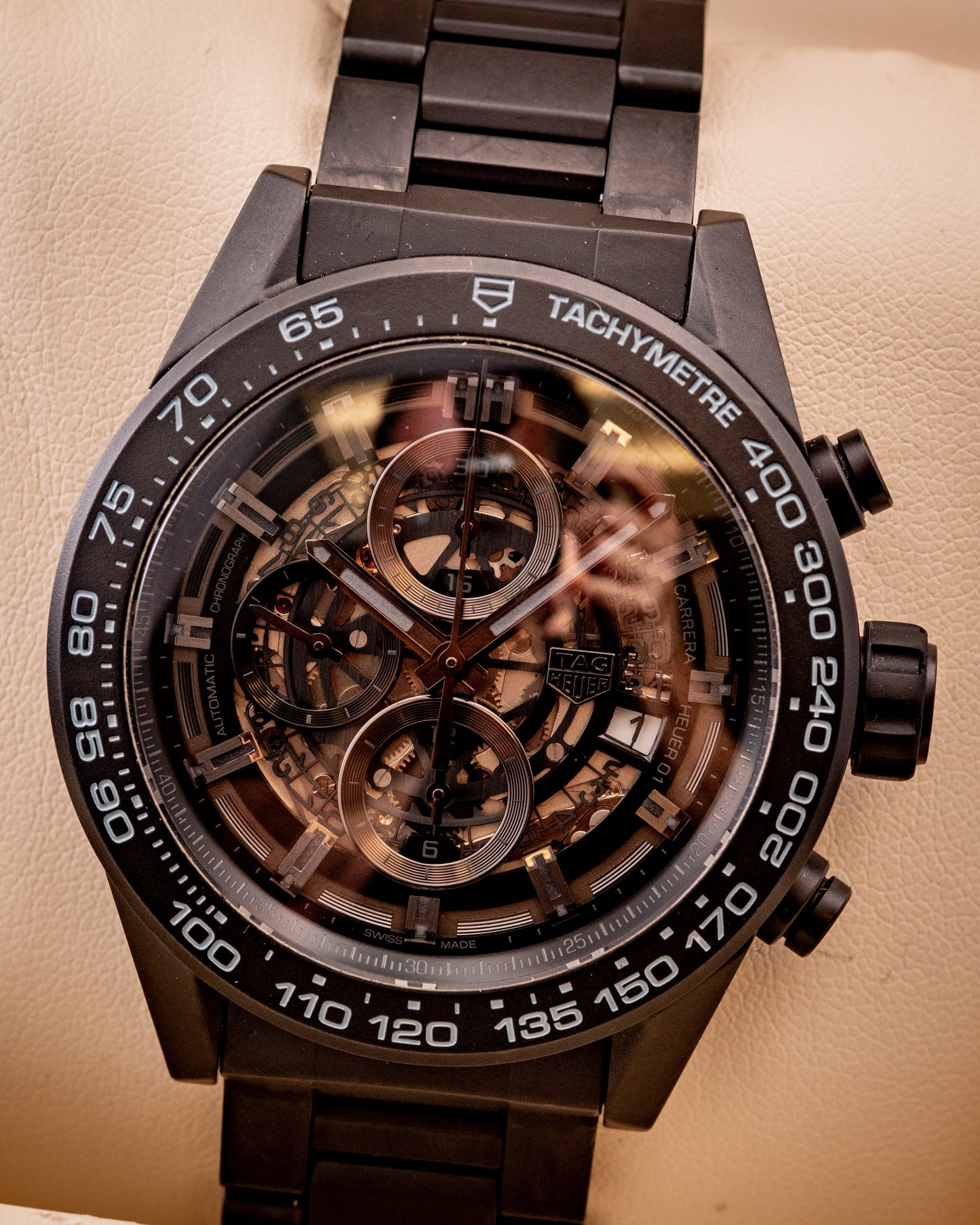Tag HEUER Carrera Calibre HEUER 01 Ceramic Bracelet 45mm Skeleton Box And Papers Ref CAR2A91