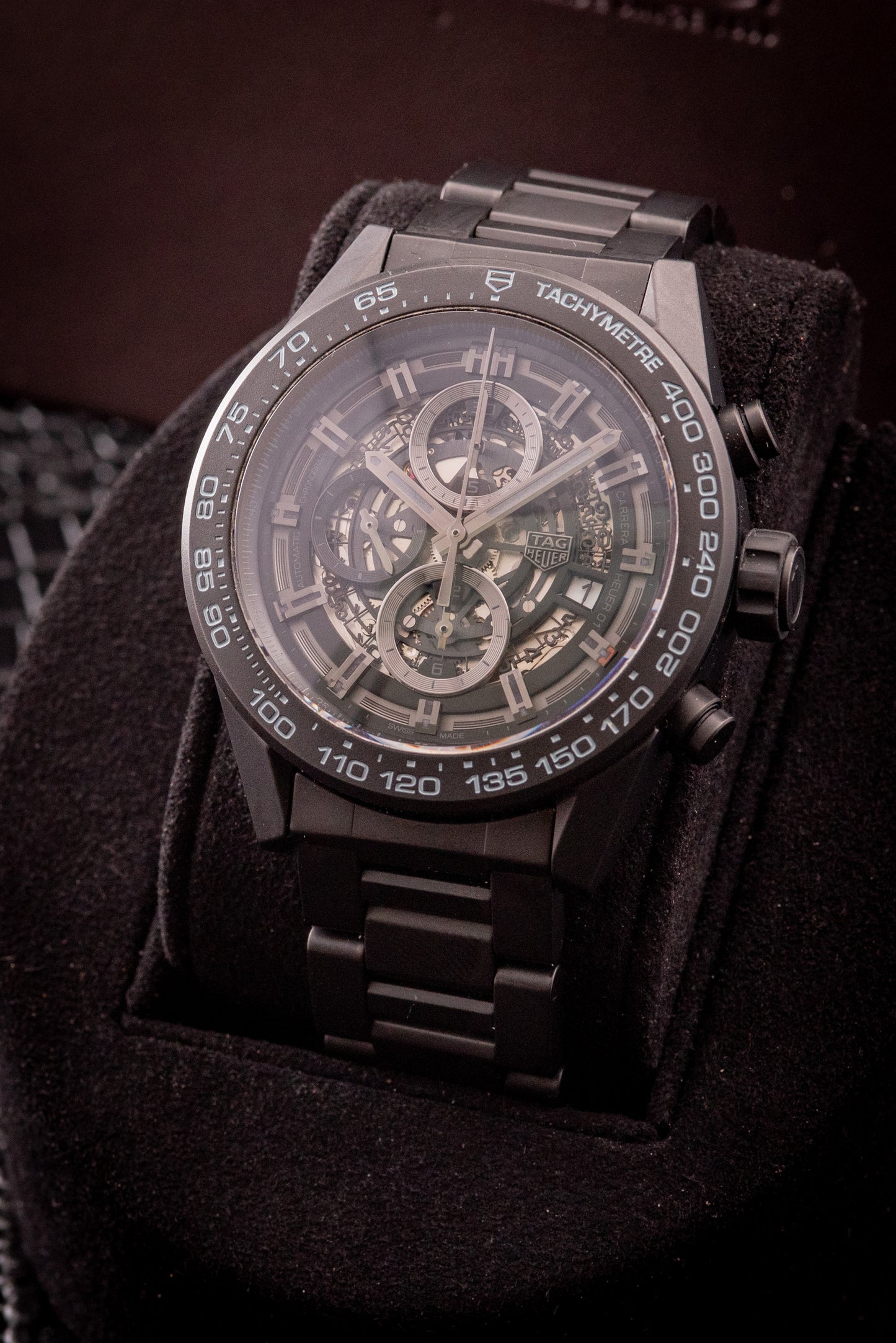 Tag HEUER Carrera Calibre HEUER 01 Ceramic Bracelet 45mm Skeleton Box And Papers Ref CAR2A91