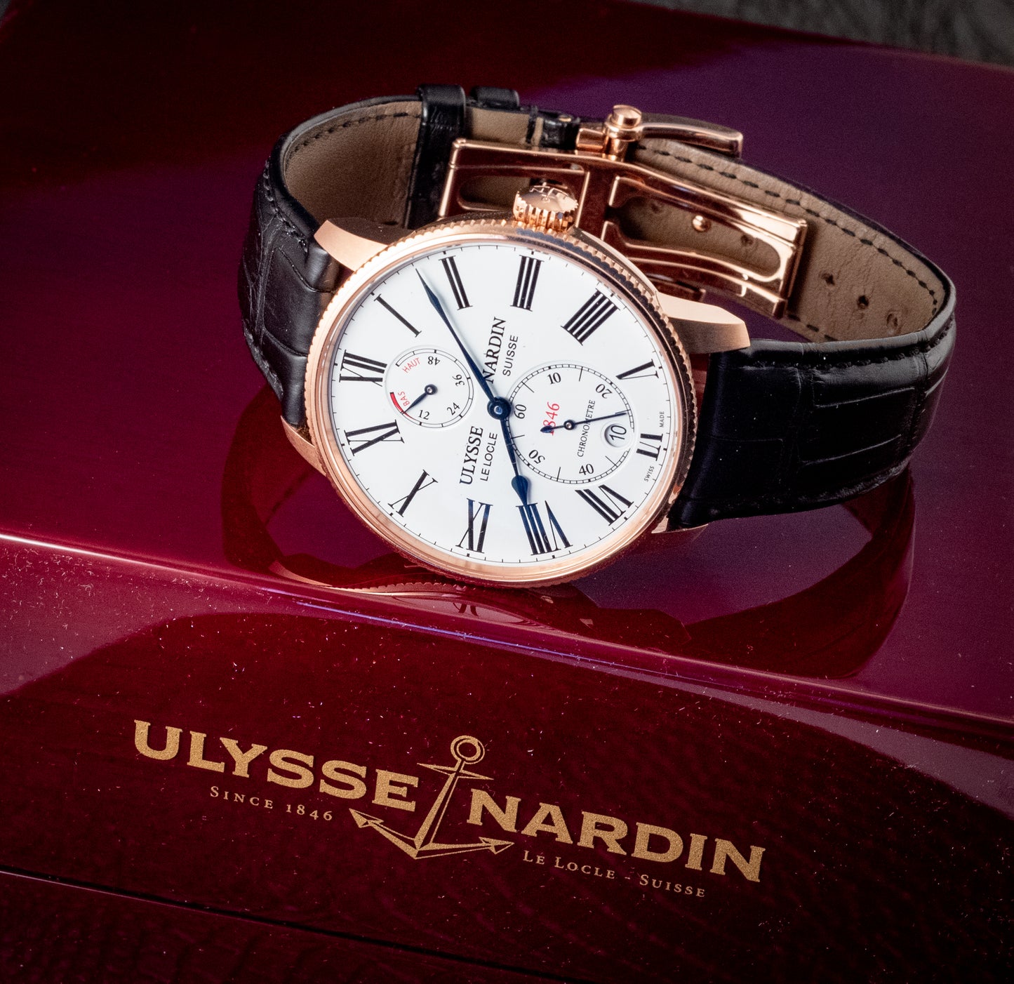 Ulysse Nardin Marine Torpilleur Rose Gold 42mm Rose Gold Box And Papers Ref 1182-310/40