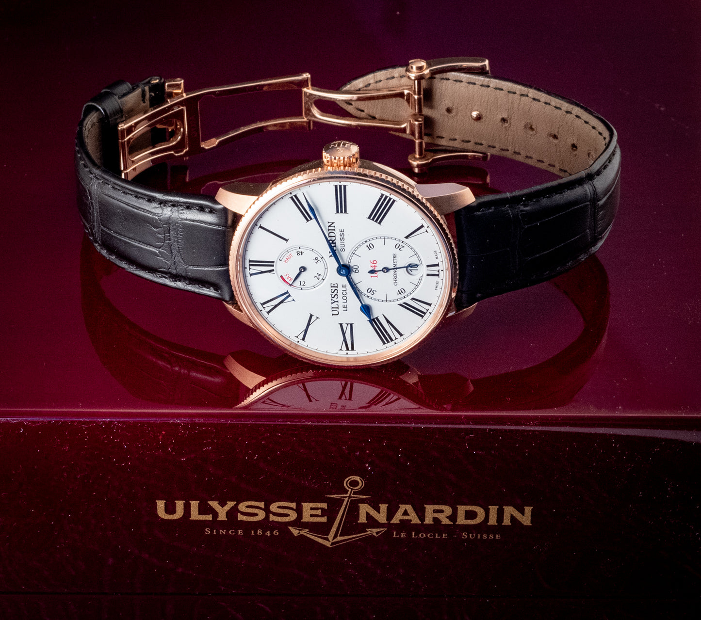 Ulysse Nardin Marine Torpilleur Rose Gold 42mm Rose Gold Box And Papers Ref 1182-310/40