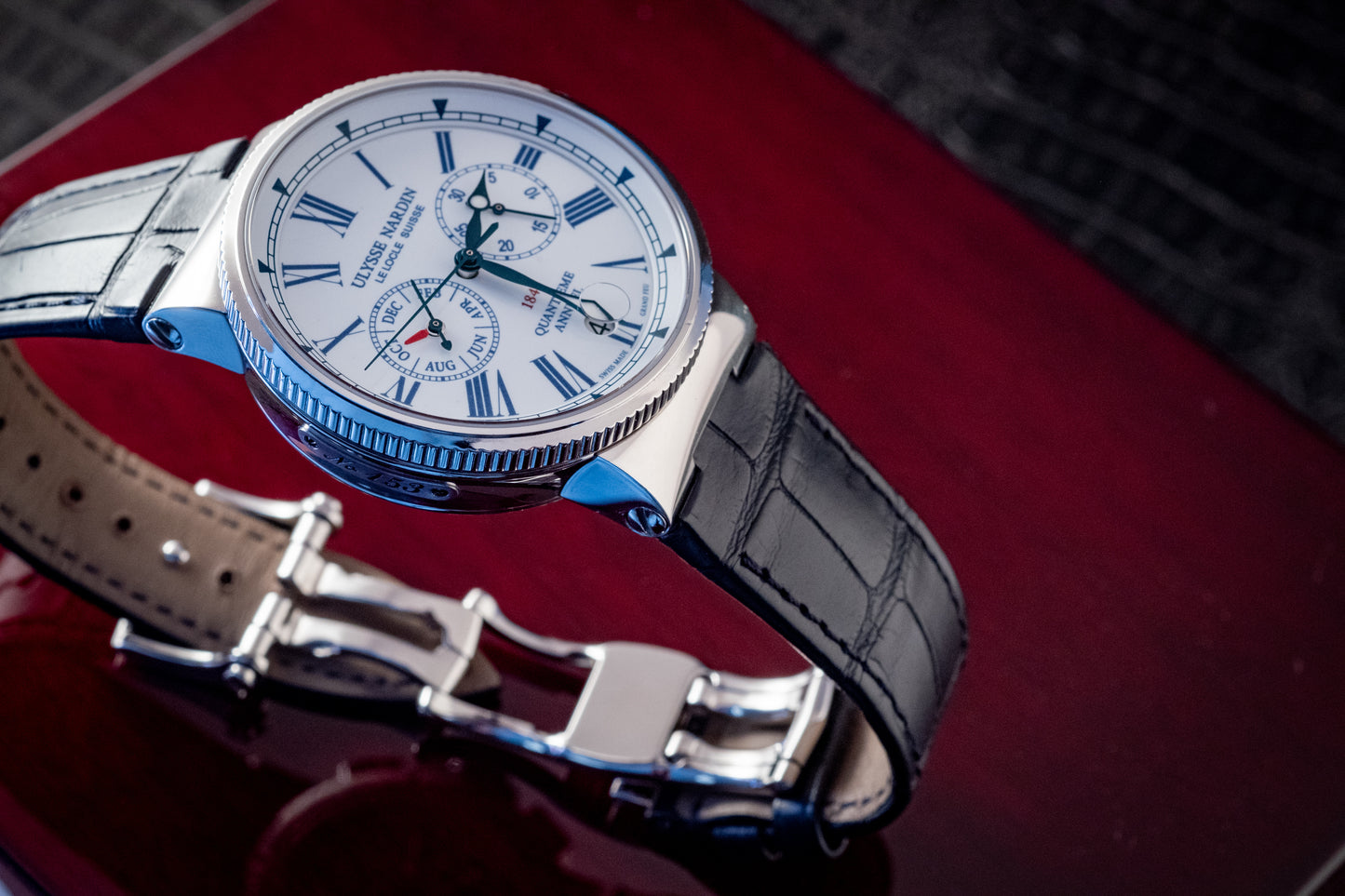 Ulysse Nardin Marine Chronograph 43mm Annual Calendar Box And Papers Ref 1533-150/EO