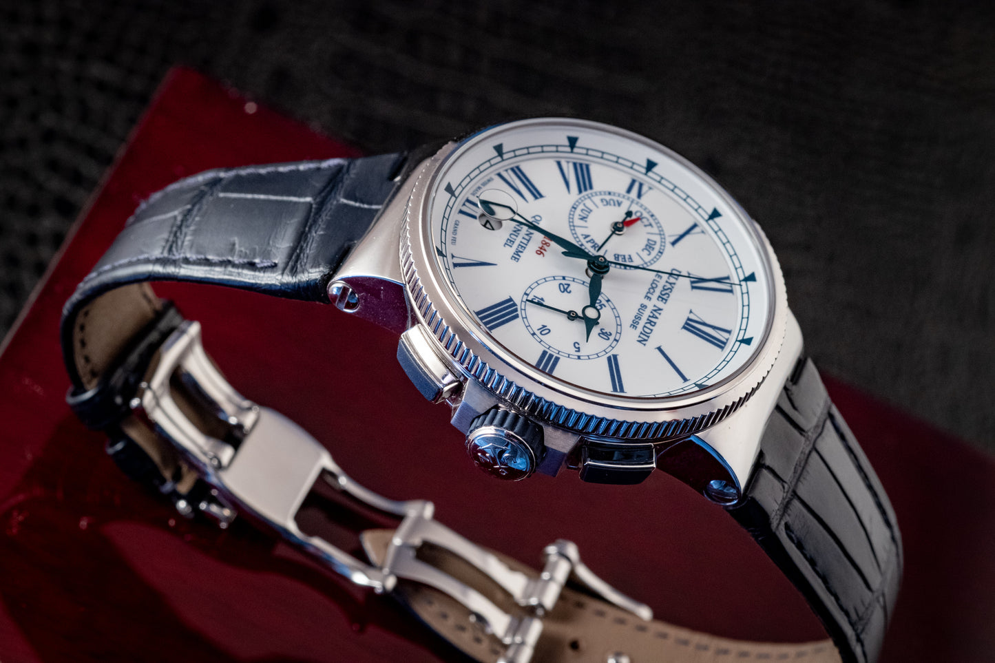 Ulysse Nardin Marine Chronograph 43mm Annual Calendar Box And Papers Ref 1533-150/EO