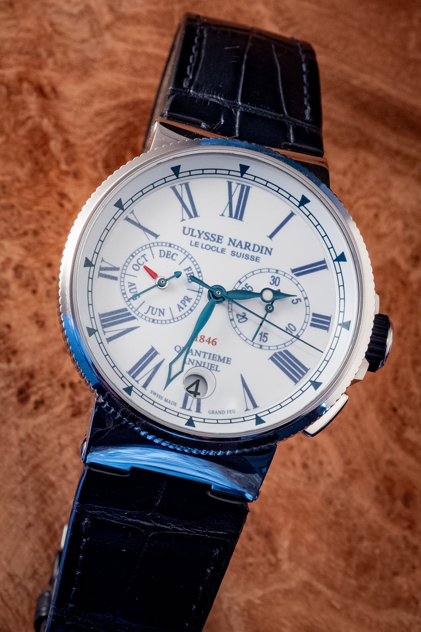 Ulysse Nardin Marine Chronograph 43mm Annual Calendar Box And Papers Ref 1533-150/EO
