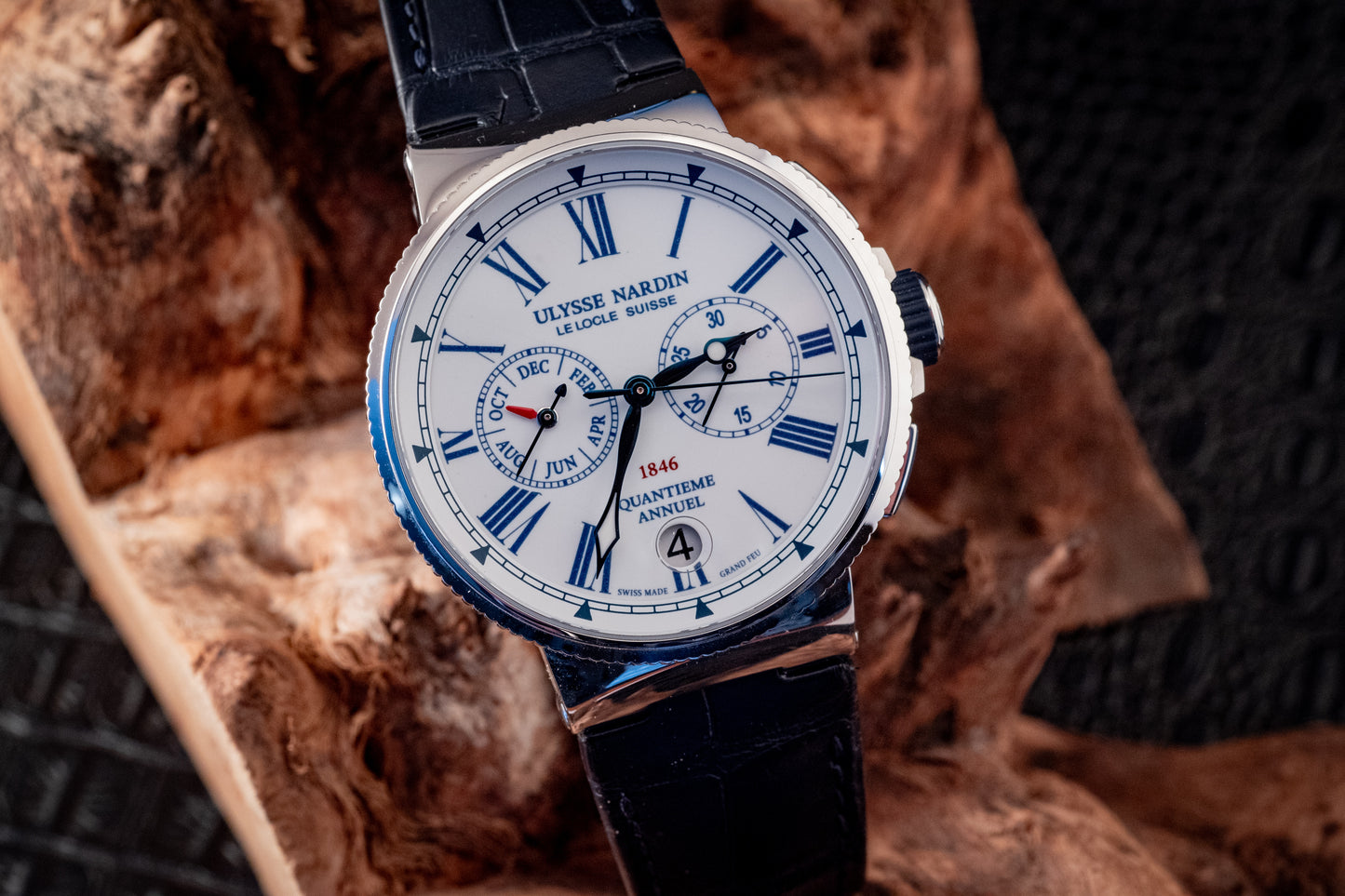 Ulysse Nardin Marine Chronograph 43mm Annual Calendar Box And Papers Ref 1533-150/EO