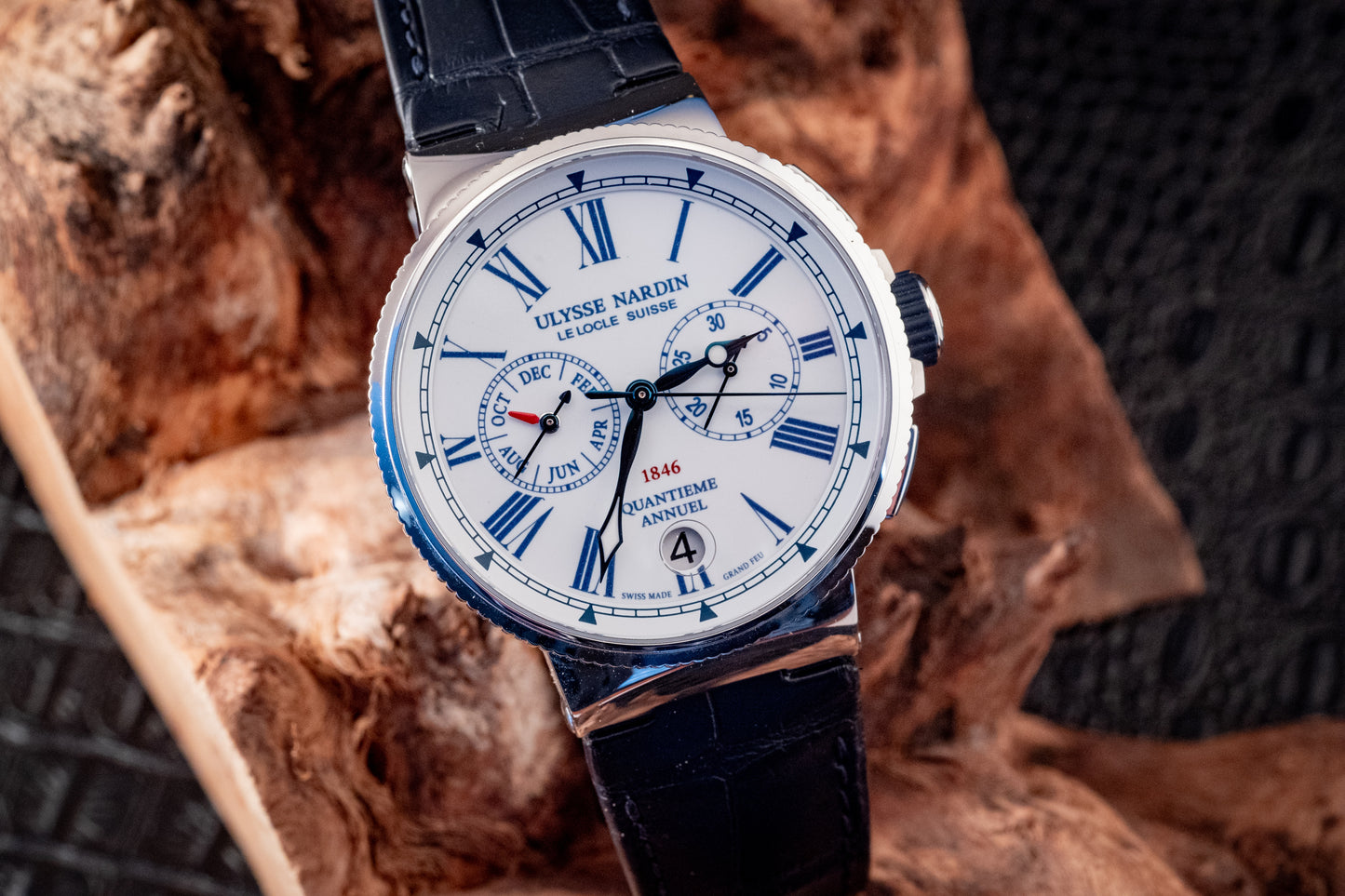 Ulysse Nardin Marine Chronograph 43mm Annual Calendar Box And Papers Ref 1533-150/EO
