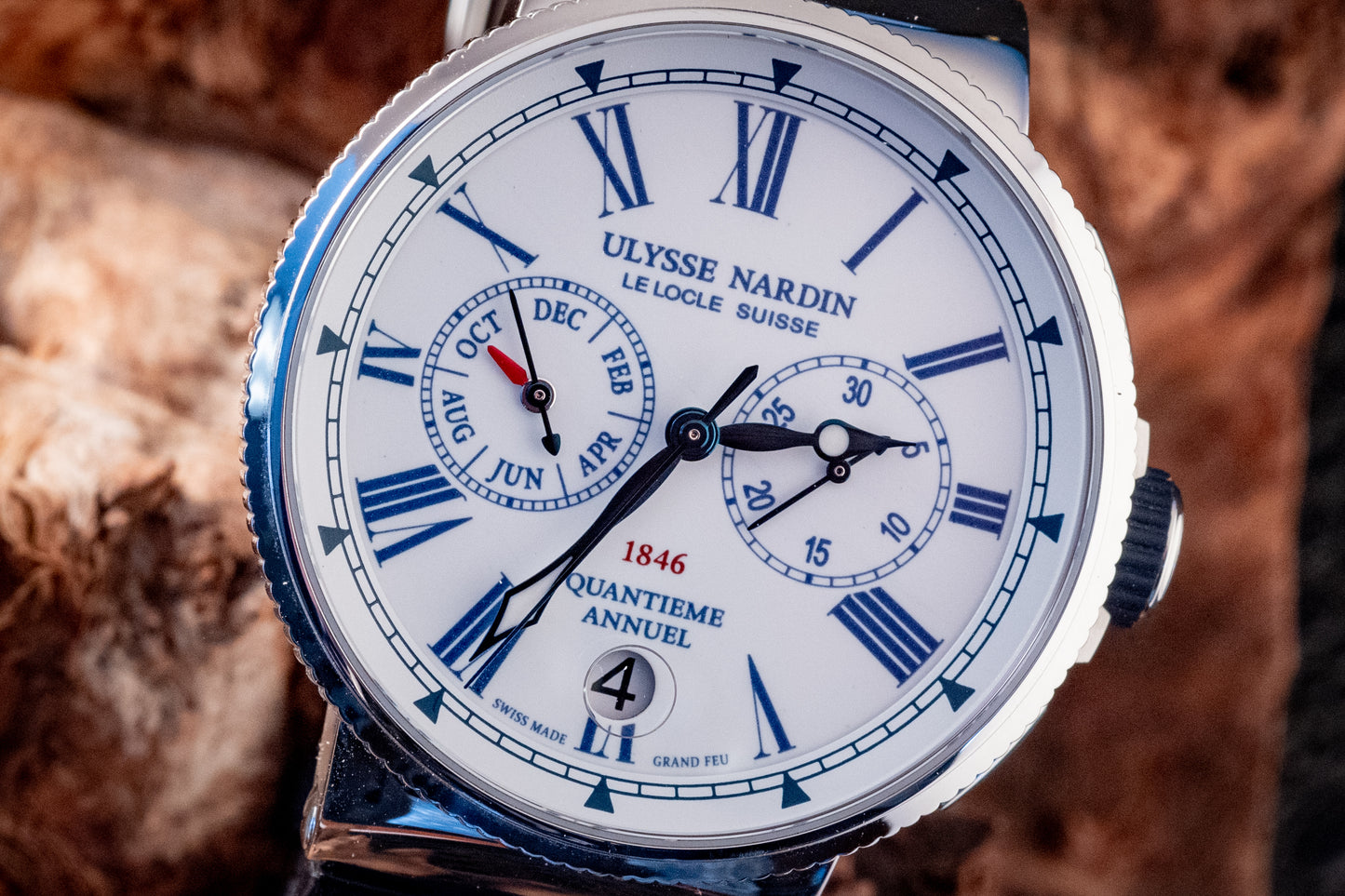 Ulysse Nardin Marine Chronograph 43mm Annual Calendar Box And Papers Ref 1533-150/EO