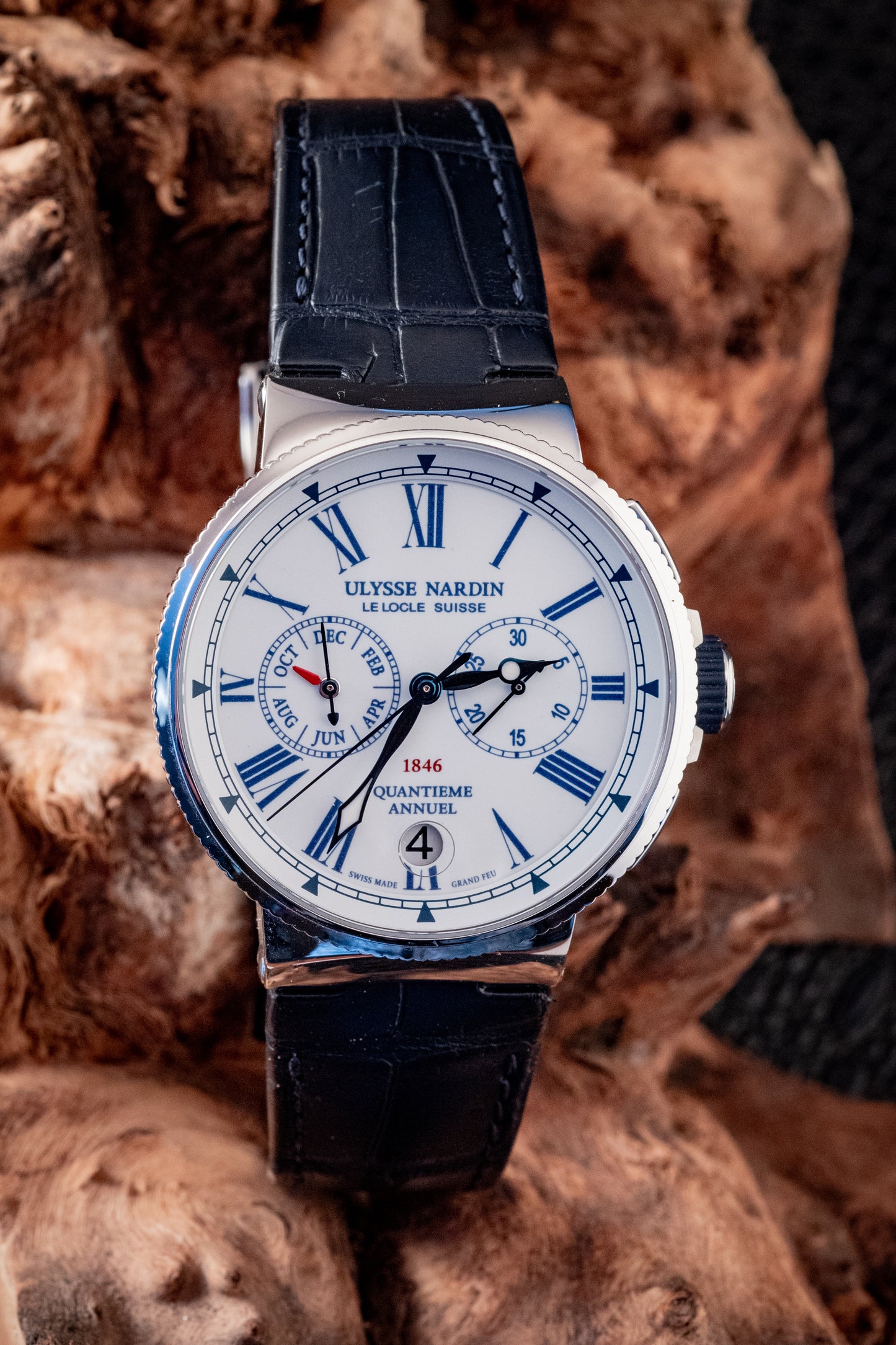 Ulysse Nardin Marine Chronograph 43mm Annual Calendar Box And Papers Ref 1533-150/EO