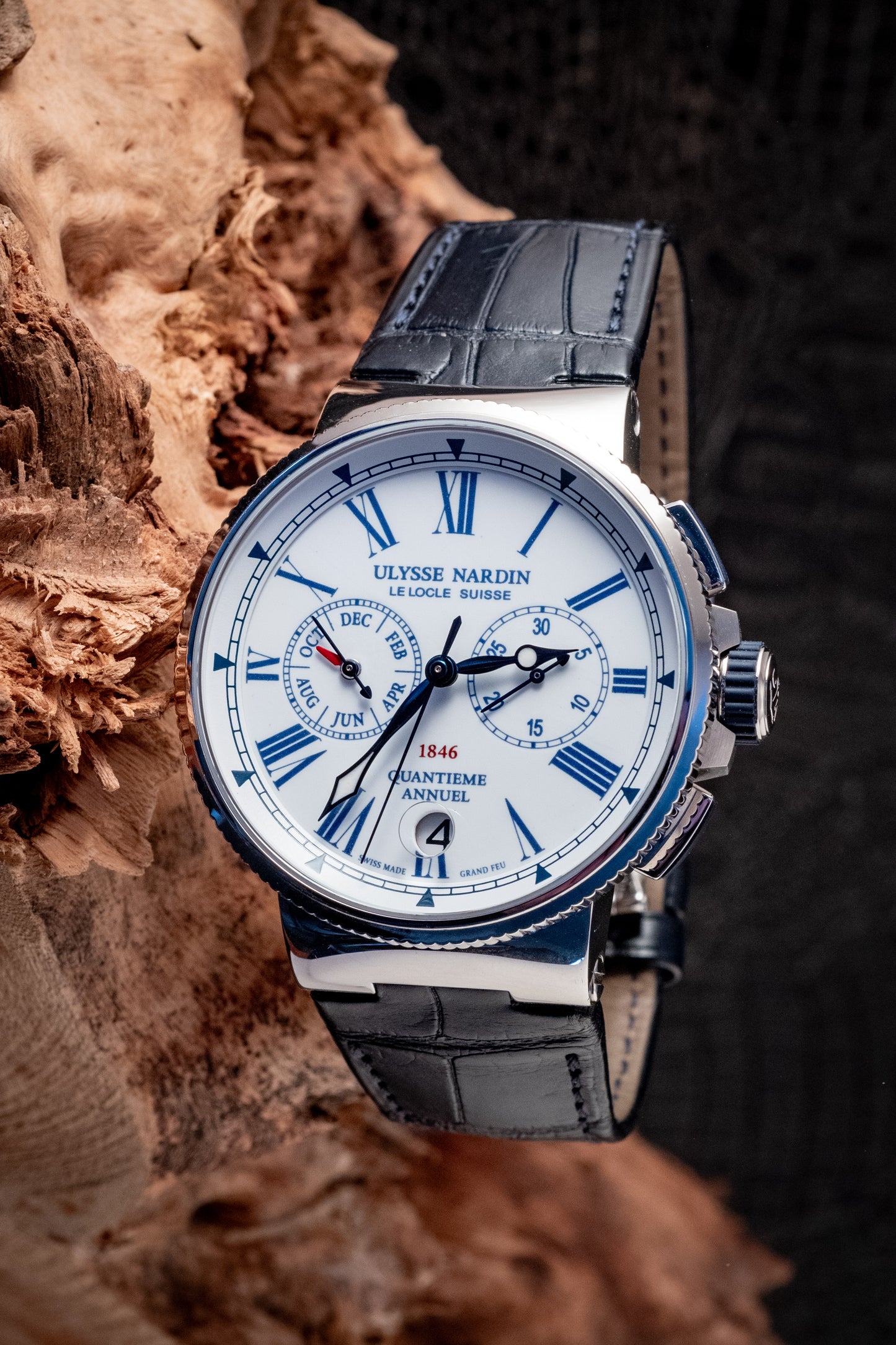 Ulysse Nardin Marine Chronograph 43mm Annual Calendar Box And Papers Ref 1533-150/EO