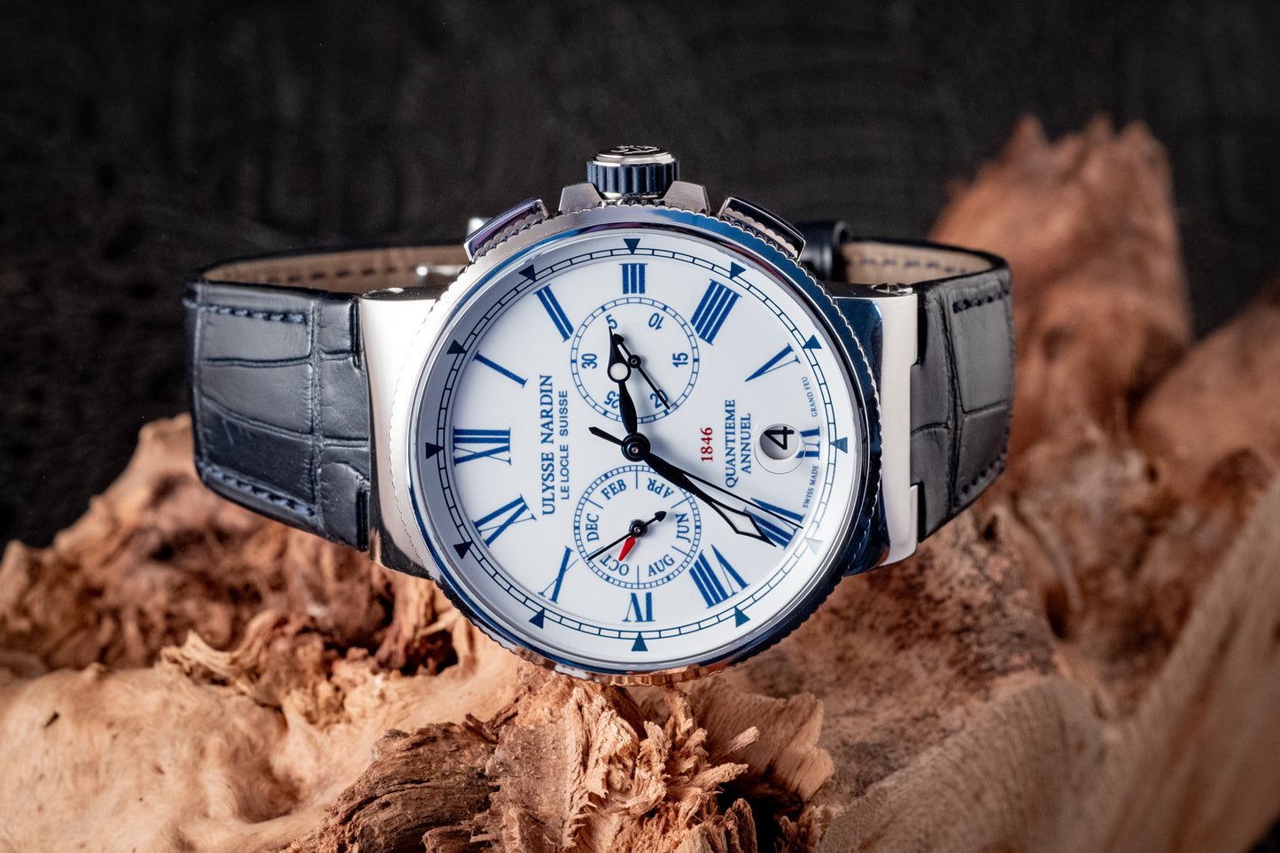 Ulysse Nardin Marine Chronograph 43mm Annual Calendar Box And Papers Ref 1533-150/EO