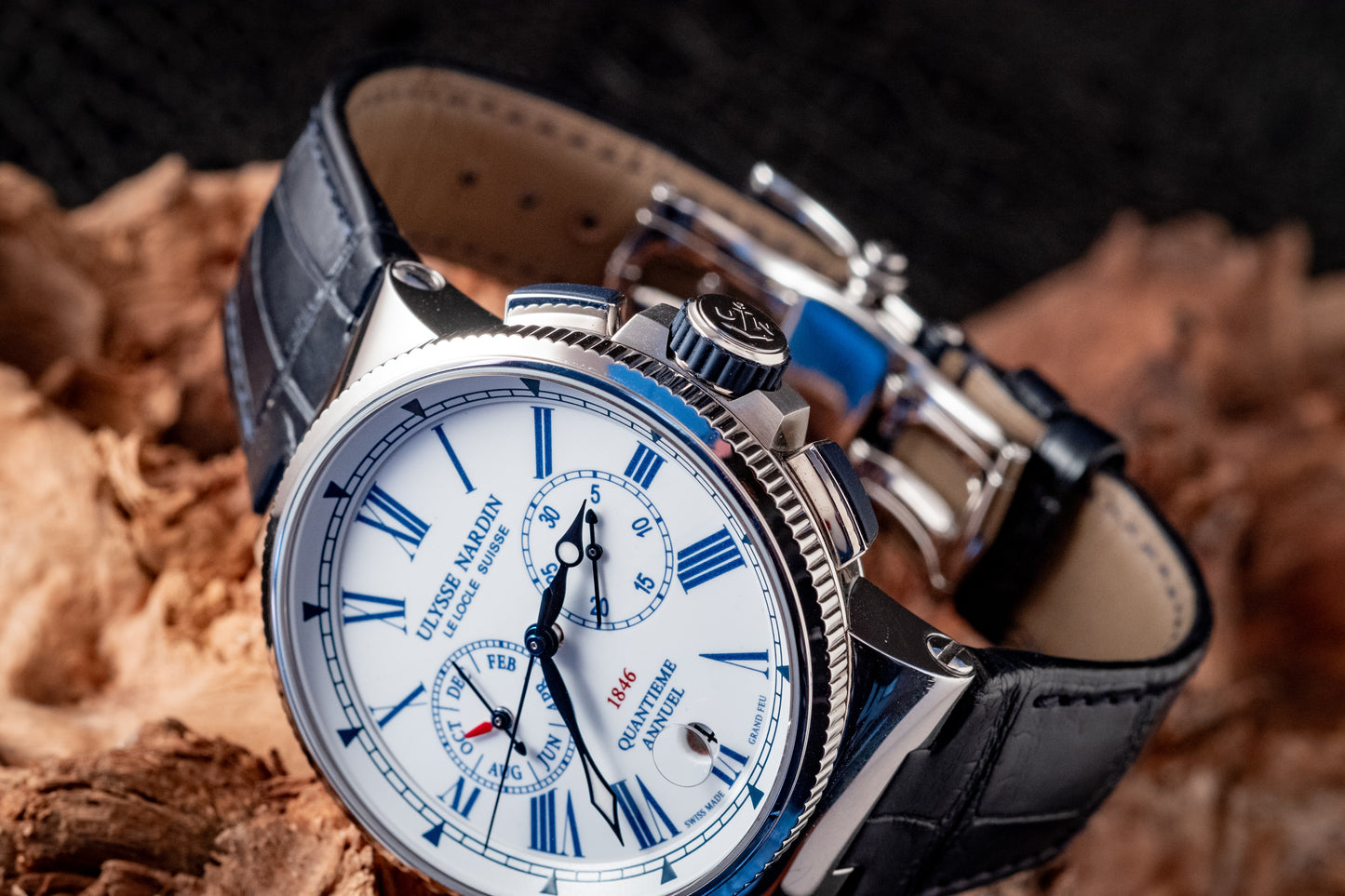 Ulysse Nardin Marine Chronograph 43mm Annual Calendar Box And Papers Ref 1533-150/EO