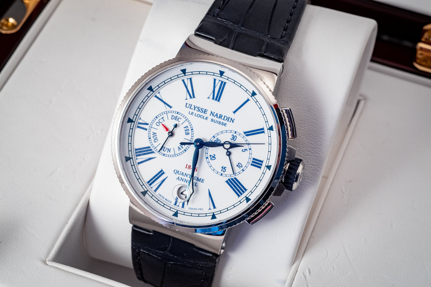 Ulysse Nardin Marine Chronograph 43mm Annual Calendar Box And Papers Ref 1533-150/EO
