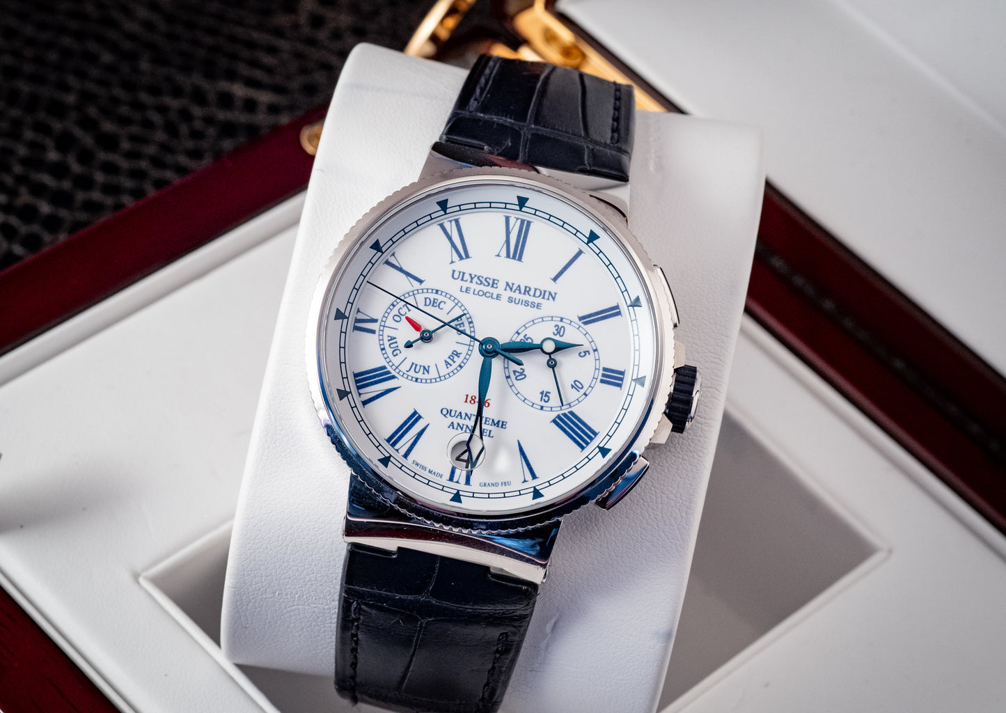 Ulysse Nardin Marine Chronograph 43mm Annual Calendar Box And Papers Ref 1533-150/EO