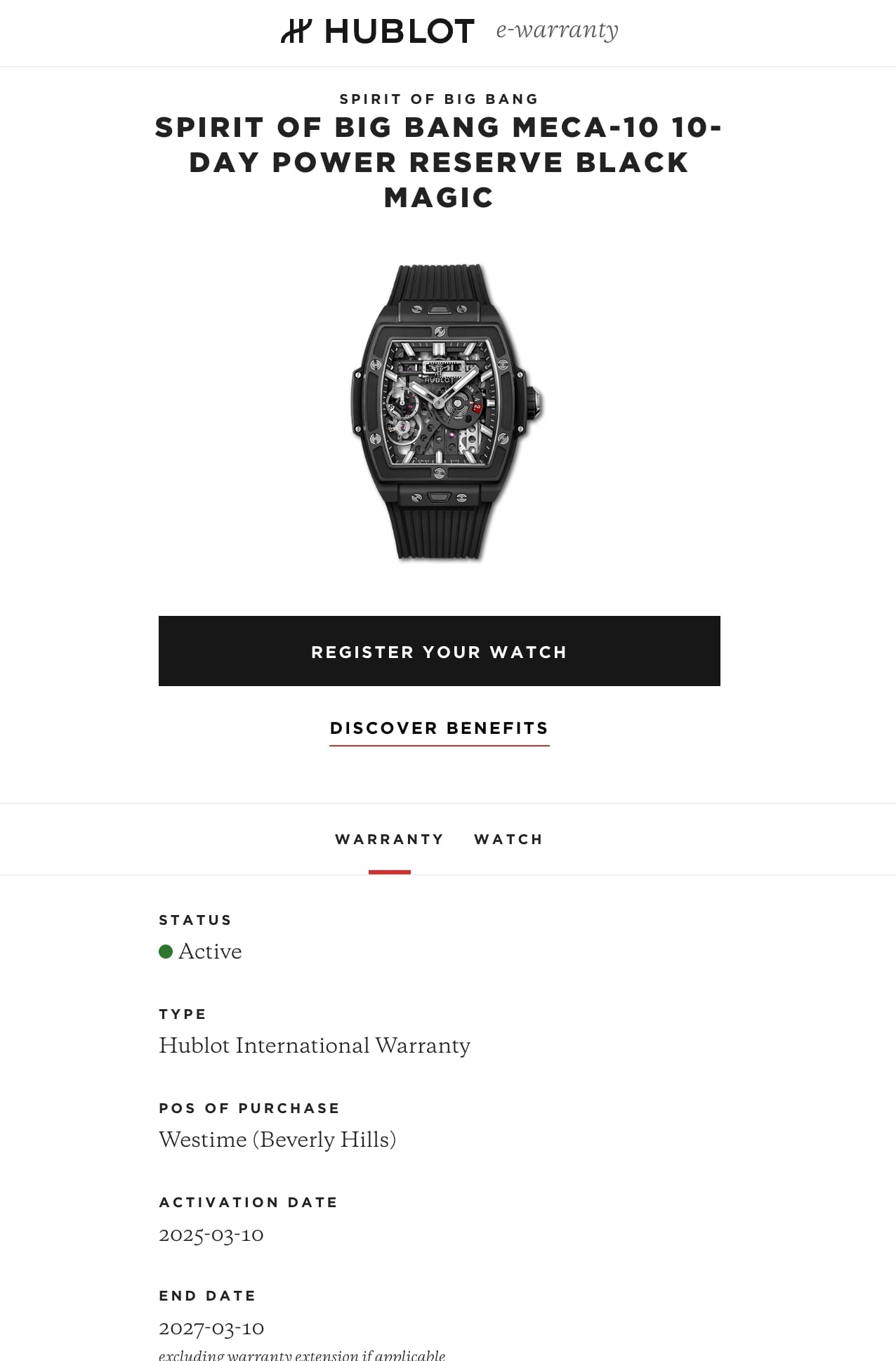 Hublot 2025 Spirit of Big Bang Meca-10 MSRP $31,200 Box And Papers Ref 614.CI.1170.RX