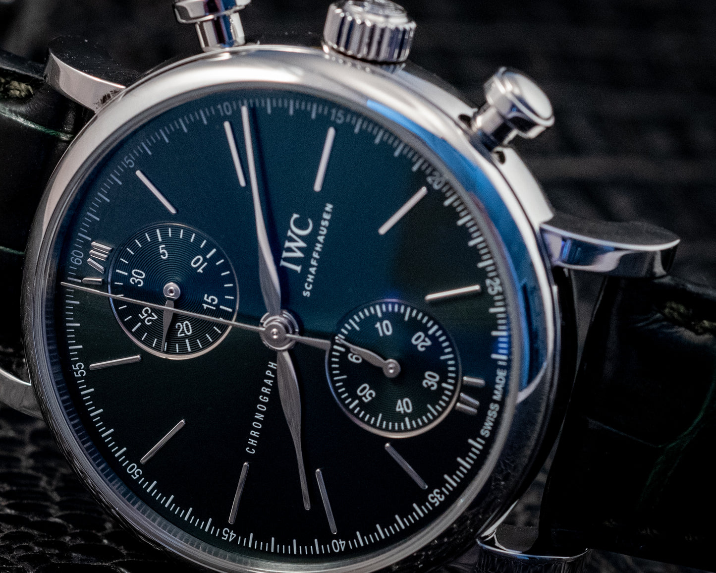 IWC Portofino 2022 Chronograph Green Dial 39MM Warranty Unti 4/2030 Box And Papers Ref IW391405