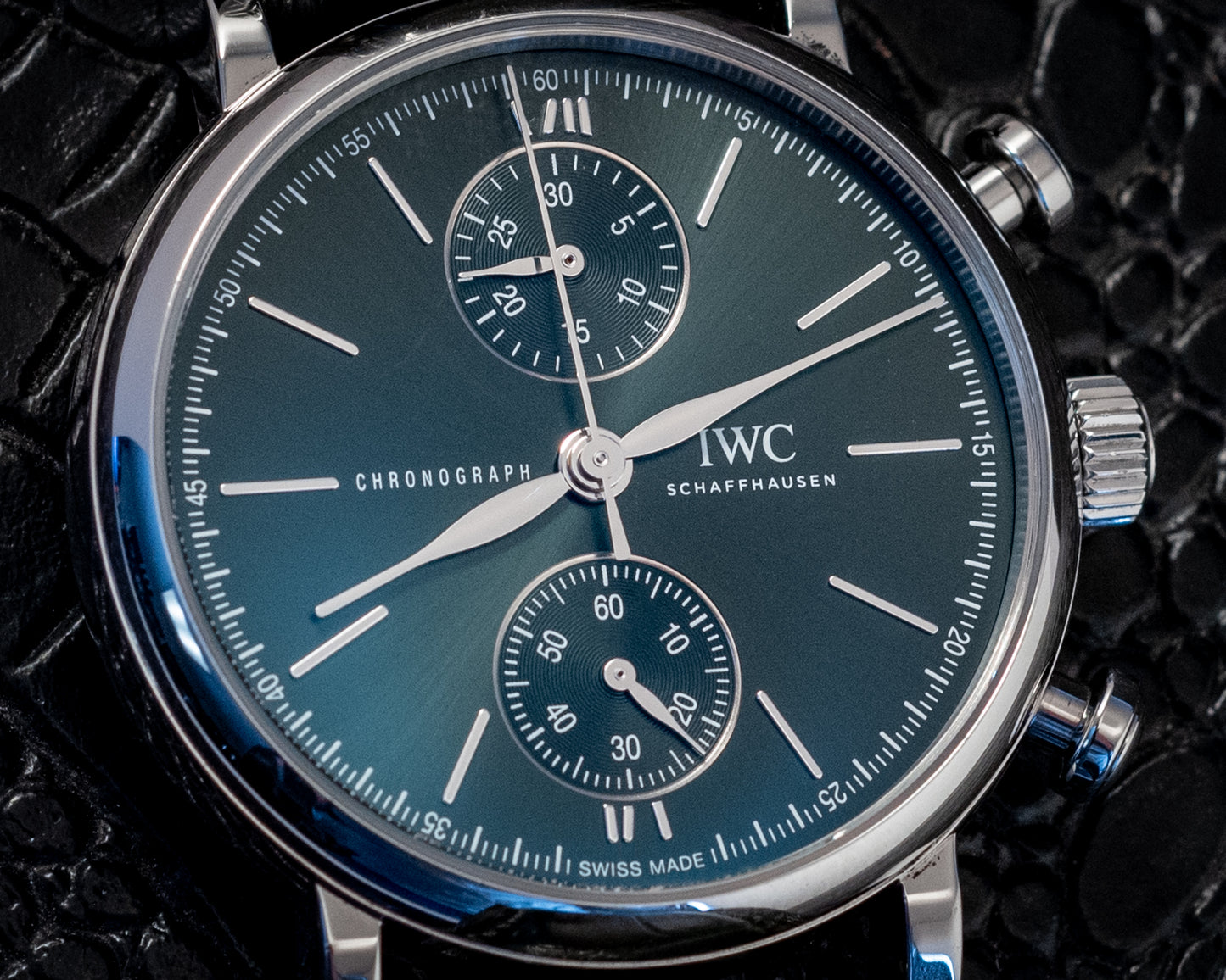 IWC Portofino 2022 Chronograph Green Dial 39MM Warranty Unti 4/2030 Box And Papers Ref IW391405