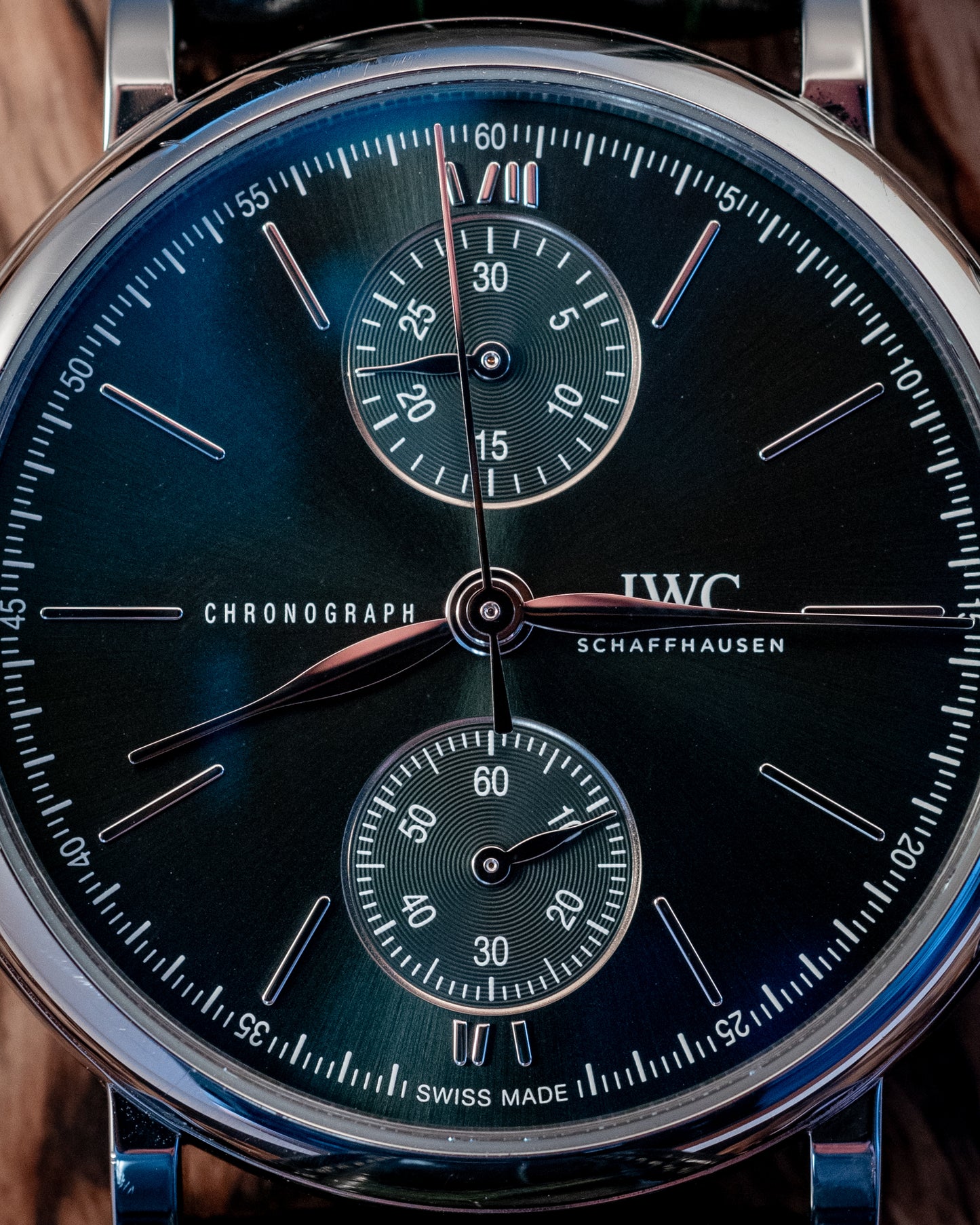 IWC Portofino 2022 Chronograph Green Dial 39MM Warranty Unti 4/2030 Box And Papers Ref IW391405