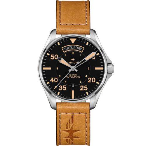 Hamilton Khaki Pilot Day Date Stainless Steel / Black : Ref Number H64645531