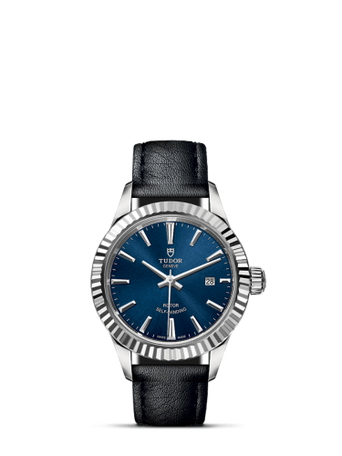 Tudor Style 28 Stainless Steel / Fluted / Blue / Strap : Ref Number 12110-0027