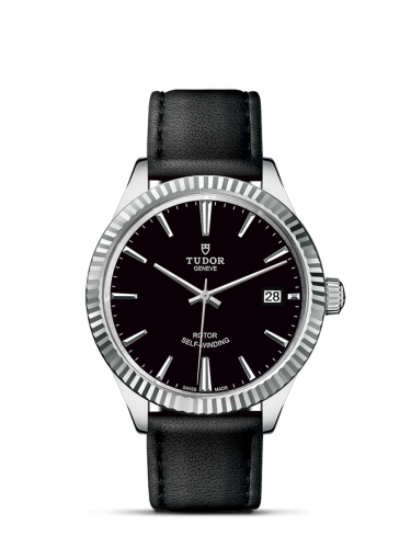 Tudor Style 38 Stainless Steel / Fluted / Black / Strap : Ref Number 12510-0022
