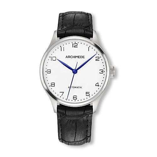 Archimede Klassik 36 Stainless Steel / Silver / Black Leather : Ref Number UA4929-A3.11