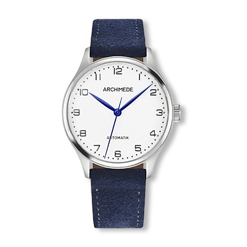 Archimede Klassik 36 Stainless Steel / Silver / Blue Suede : Ref Number UA4929-A3.19