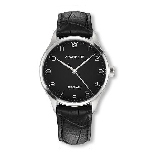 Archimede Klassik 36 Stainless Steel / Black / Black Leather : Ref Number UA4929-A3.21
