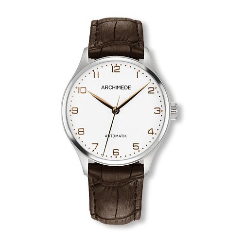 Archimede Klassik 36 TwoTone / Silver / Brown Leather : Ref Number UA4929-A3.32