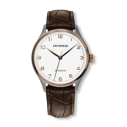 Archimede Klassik 36 TwoTone / Silver / Brown Leather : Ref Number UA4929-A3.32-EG5