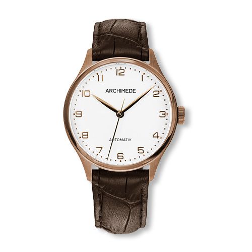 Archimede Klassik 36 Gold PVD / Silver / Brown Leather : Ref Number UA4929-A3.32-G5