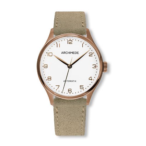 Archimede Klassik 36 Gold PVD / Silver / Beige Suede : Ref Number UA4929-A3.37-G5