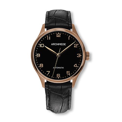 Archimede Klassik 36 Gold PVD / Black / Black Leather : Ref Number UA4929-A3.41-G5