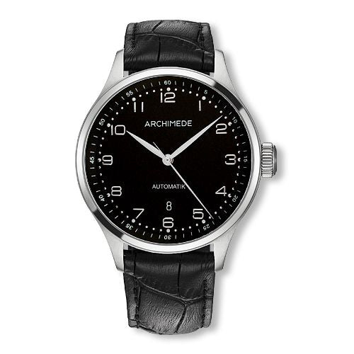 Archimede Klassik 42 Stainless Steel / Black / Black Leather : Ref Number UA7929-A2.1