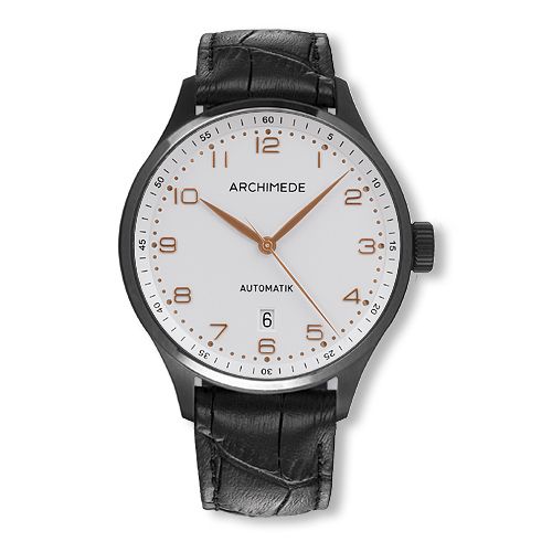 Archimede Klassik 42 TwoTone Stainless Steel / PVD / Silver / Black Leather : Ref Number UA7929-A2.6-SW