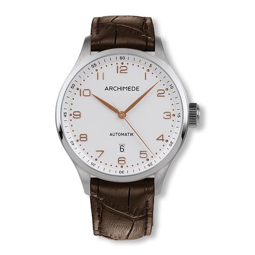 Archimede Klassik 42 TwoTone Stainless Steel / Silver / Brown Leather : Ref Number UA7929-A2.7