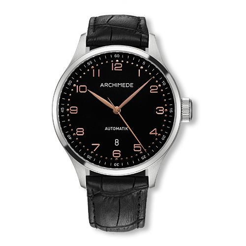 Archimede Klassik 42 TwoTone Stainless Steel / Black / Black Leather : Ref Number UA7929-A2.8
