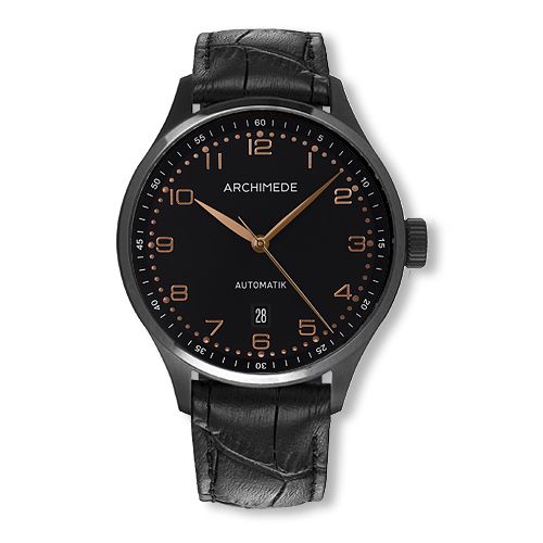 Archimede Klassik 42 TwoTone Stainless Steel / PVD / Black / Black Leather : Ref Number UA7929-A2.8-SW
