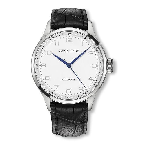 Archimede Klassik 42 Stainless Steel / Silver / Black Leather : Ref Number UA7929-M2.11