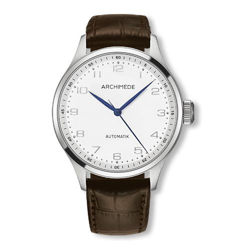 Archimede Klassik 42 Stainless Steel / Silver / Brown Leather : Ref Number UA7929-M2.12