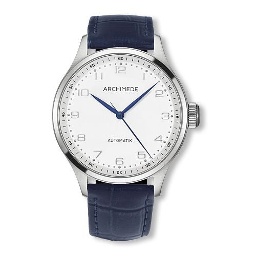 Archimede Klassik 42 Stainless Steel / Silver / Blue Leather : Ref Number UA7929-M2.13