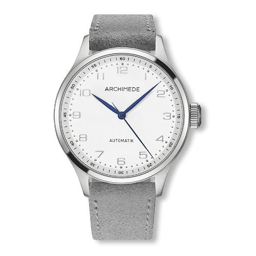 Archimede Klassik 42 Stainless Steel / Silver / Grey Suede : Ref Number UA7929-M2.50