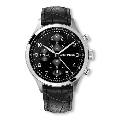 Archimede Klassik Chronograph Stainless Steel / Black / Leather : Ref Number UA7939-C2.31