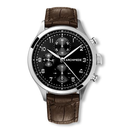 Archimede Klassik Chronograph Stainless Steel / Black / Leather : Ref Number UA7939-C2.32