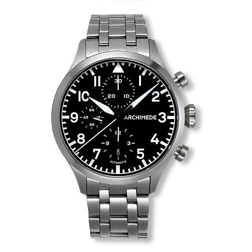 Archimede Pilot Chronograph Staineless Steel / Black / Bracelet : Ref Number UA7939B-C1.1