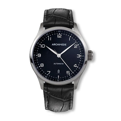 Archimede Klassik 39 Stainless Steel / Black / Black Leather : Ref Number UA7969-A3.1