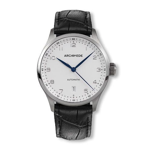 Archimede Klassik 39 Stainless Steel / Silver / Black Leather : Ref Number UA7969-A3.3