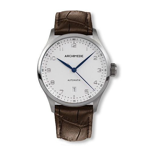 Archimede Klassik 39 Stainless Steel / Silver / Brown Leather : Ref Number UA7969-A3.4