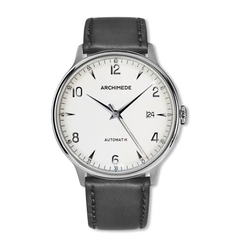 Archimede 1950-2 Stainless Steel / Silver / Black Leather : Ref Number UA8068P-A1.1