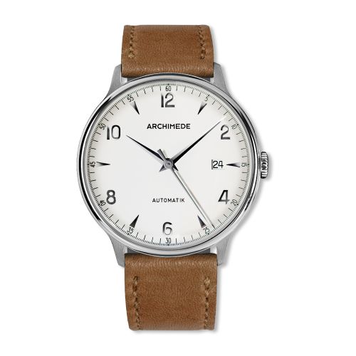 Archimede 1950-2 Stainless Steel / Silver / Brown Leather : Ref Number UA8068P-A1.3